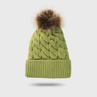 New Style Woolen Cap Thickening Velvet Keeping Warm Solid Color Fur Ball Head Cap Korean Knit Hat Wholesale sku image 2