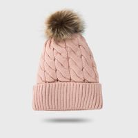 New Style Woolen Cap Thickening Velvet Keeping Warm Solid Color Fur Ball Head Cap Korean Knit Hat Wholesale sku image 5