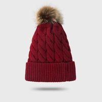 New Style Woolen Cap Thickening Velvet Keeping Warm Solid Color Fur Ball Head Cap Korean Knit Hat Wholesale sku image 6