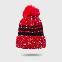 Fashion Thick Velvet Hat Warm Fur Ball Caps Cute Knitted Woolen Hat sku image 1