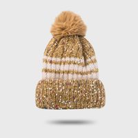 Fashion Thick Velvet Hat Warm Fur Ball Caps Cute Knitted Woolen Hat sku image 4