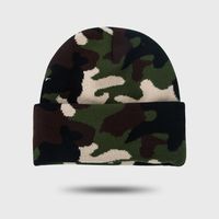 Fashion Thickened Double-layer Camouflage Knitted Hats Fall/winter Jacquard Woolen Hats Outdoor Leisure Curled Hedging Caps sku image 1