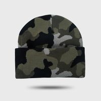 Fashion Thickened Double-layer Camouflage Knitted Hats Fall/winter Jacquard Woolen Hats Outdoor Leisure Curled Hedging Caps sku image 2