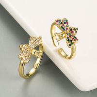 Hot Sale Bracelet Cross-border New Simple Cute Small Butterfly Open Ring Copper Micro Inlaid Zircon Ring Ornament main image 1