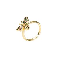 Hot Sale Bracelet Cross-border New Simple Cute Small Butterfly Open Ring Copper Micro Inlaid Zircon Ring Ornament main image 3