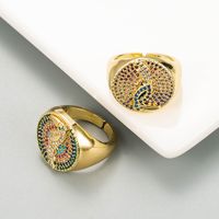 European And American Exaggerated Copper Gold-plated Micro-inlaid Color Zircon Simple Atmosphere Open Ring main image 6