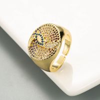 European And American Exaggerated Copper Gold-plated Micro-inlaid Color Zircon Simple Atmosphere Open Ring main image 4