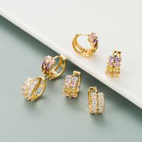 European And American Fashion Trend Copper-plated Micro-inlaid Zircon Double-layer Geometric Rainbow Earrings main image 1