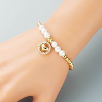 European And American Fashion & Trend Cold Style Copper Plated Real Gold Heart Bracelet Women's Special-interest Design Stringed Pearls Stretch Bracelet main image 3