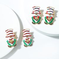 Creative Santa Claus Earrings Alloy Rhinestone Drop Oil Christmas Popular Fashion Earrings main image 4