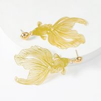Retro Hollow Koi Earrings Metal Texture Simulation Texture Goldfish Earrings Wholesale main image 5