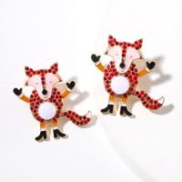 Cartoon Animal Little Fox Diamond European And American Christmas Creative Earrings Fashion Accessories main image 6