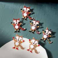 Cartoon Tier Kleiner Fuchs Diamant Europäische Und Amerikanische Weihnachten Kreative Ohrringe Modeaccessoires main image 4
