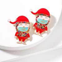 New Popular Santa Claus Earrings Alloy Rhinestone Cartoon Earrings Fashion Accessories main image 6