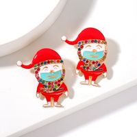 New Popular Santa Claus Earrings Alloy Rhinestone Cartoon Earrings Fashion Accessories main image 5