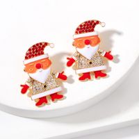 European And American Christmas Day Alloy Diamond-studded Santa Claus Creative Shiny Earrings main image 6