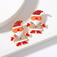 European And American Christmas Day Alloy Diamond-studded Santa Claus Creative Shiny Earrings main image 5