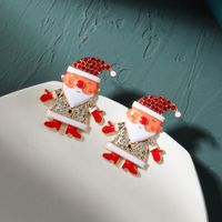 European And American Christmas Day Alloy Diamond-studded Santa Claus Creative Shiny Earrings main image 4