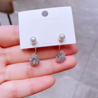 High-grade Asymmetric Star Moon Zircon Earrings Sterling Silver Needle Korean-style Back-mounted Pearl Earrings For Women main image 3