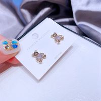 Nuevos Pendientes De Circonita Con Forma De Corazón De Moda Japonesa Y Coreana De Aguja De Plata 925 Para Mujer Con Pendientes De Oreja De Oso De Dibujos Animados Lindos main image 6