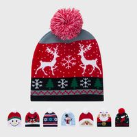 Cross-border Wholesale Children's Christmas Hat Men's Autumn And Winter Warm And Cute David's Deer Snowman Christmas Gift Baby Knitted Hat main image 1