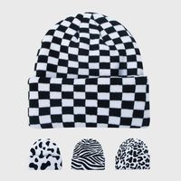 New Hat Warmth Fashion Retro Checkerboard Knitted Hat Korean Cold Hat main image 1