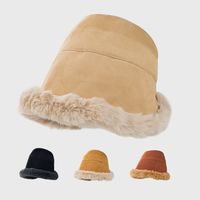 Nouveau Chapeau Hiver Chaleur Épais Coton En Peluche Chapeau De Pêcheur Coréen Froid Coupe-vent Mode Bassin Chapeau main image 1