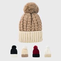 Wholesale Woolen Hat Autumn Winter New Warm Solid Color Fur Ball New Thick Velvet Knitted Hat main image 2