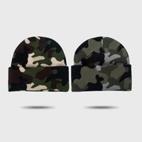 Fashion Thickened Double-layer Camouflage Knitted Hats Fall/winter Jacquard Woolen Hats Outdoor Leisure Curled Hedging Caps main image 1