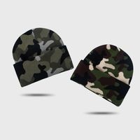 Fashion Thickened Double-layer Camouflage Knitted Hats Fall/winter Jacquard Woolen Hats Outdoor Leisure Curled Hedging Caps main image 3