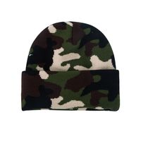 Fashion Thickened Double-layer Camouflage Knitted Hats Fall/winter Jacquard Woolen Hats Outdoor Leisure Curled Hedging Caps main image 6