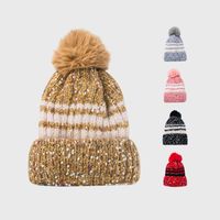 Fashion Thick Velvet Hat Warm Fur Ball Caps Cute Knitted Woolen Hat main image 3