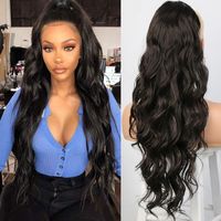 2021 European And American Long Curly Hair Wig Drawstring Ponytail Hair Extension Piece Wigs Big Wave main image 3