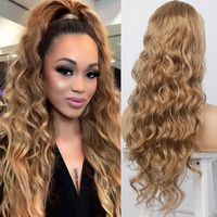 2021 European And American Long Curly Hair Wig Drawstring Ponytail Hair Extension Piece Wigs Big Wave main image 7