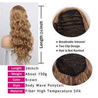 2021 European And American Long Curly Hair Wig Drawstring Ponytail Hair Extension Piece Wigs Big Wave main image 11
