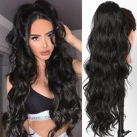 2021 European And American Long Curly Hair Wig Drawstring Ponytail Hair Extension Piece Wigs Big Wave sku image 1