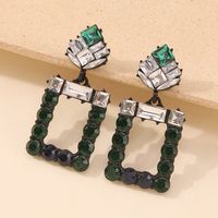 Alloy Glass Diamond Temperament Simple Square Earrings main image 3