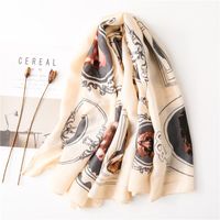 Spring And Summer New Animal Cat Pattern Square Shawl Thin Silk Soft Cotton Gauze Scarf main image 2