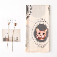 Spring And Summer New Animal Cat Pattern Square Shawl Thin Silk Soft Cotton Gauze Scarf main image 3