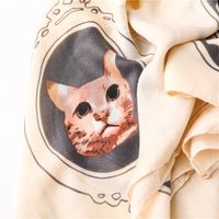 Spring And Summer New Animal Cat Pattern Square Shawl Thin Silk Soft Cotton Gauze Scarf main image 6