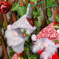 Weihnachtsschmuck Plüsch Weihnachtssocken Kreative Rudolph Geschenk Socken Gesichtslos Alter Mann Süßigkeiten Tasche Anhänger main image 5