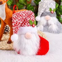 Weihnachtsschmuck Plüsch Weihnachtssocken Kreative Rudolph Geschenk Socken Gesichtslos Alter Mann Süßigkeiten Tasche Anhänger main image 3