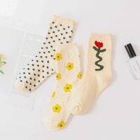 Korean Small Flower Tube Socks Cute Retro Style Cotton Socks Four Seasons Thin Section main image 3