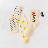 Korean Small Flower Tube Socks Cute Retro Style Cotton Socks Four Seasons Thin Section main image 4