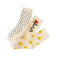 Korean Small Flower Tube Socks Cute Retro Style Cotton Socks Four Seasons Thin Section main image 6