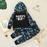 Foreign Trade 2021 Boys' Fashionable Sweater Suit Korean Style Children Printed Hooded Pullover Trousers Two-piece Suit main image 1