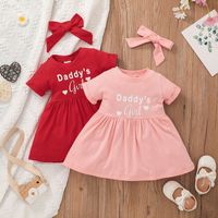 2021 New Baby Girls' Spring And Autumn Short-sleeved Dress European And American Letter Printed Cute A- Line Skirt Cross-border Children Shirt main image 1