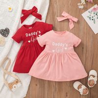 2021 New Baby Girls' Spring And Autumn Short-sleeved Dress European And American Letter Printed Cute A- Line Skirt Cross-border Children Shirt main image 2