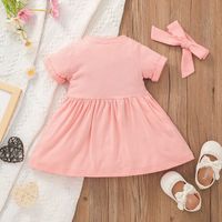 2021 New Baby Girls' Spring And Autumn Short-sleeved Dress European And American Letter Printed Cute A- Line Skirt Cross-border Children Shirt main image 5