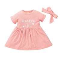 2021 New Baby Girls' Spring And Autumn Short-sleeved Dress European And American Letter Printed Cute A- Line Skirt Cross-border Children Shirt main image 6